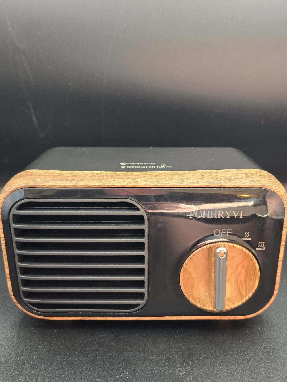 POHHRYVI Retro Space Heater 1500W Portable Fan Heater Wood Grain NIB